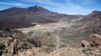 Ausblick auf die Ebene Llano de Ucanca und den Teide Nationalpark