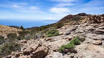 Blick zur Küste von den Caldera Randbergen bis La Gomera