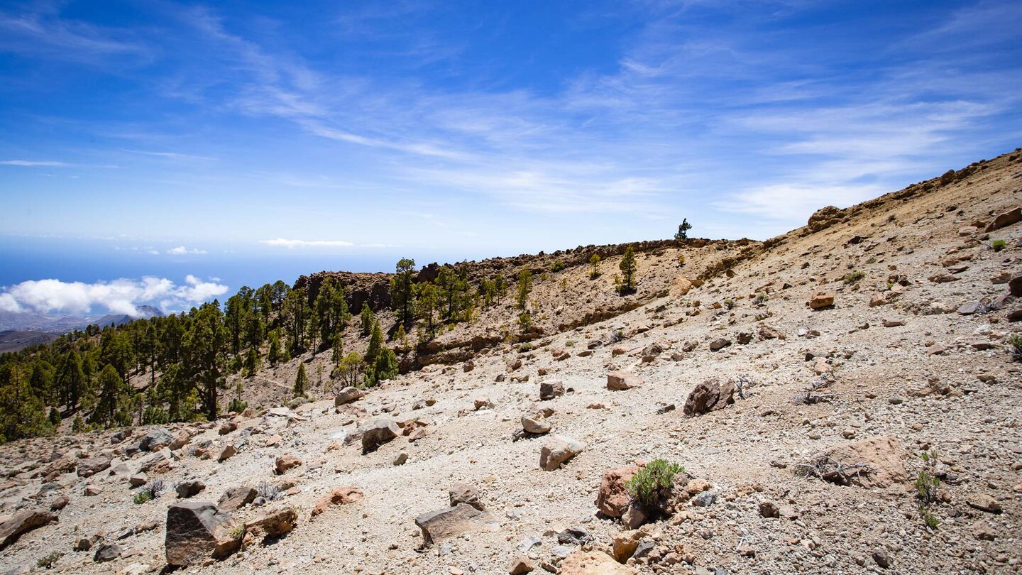 felsiges Terrain bei der Aufwanderung zur Cumbre de Ucanca