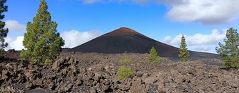 Blick über die Lavafelder zum Vulkan Chinyero