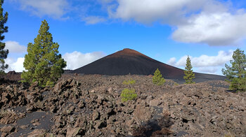 Blick über die Lavafelder zum Vulkan Chinyero