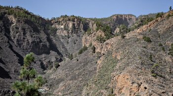 Blick zum Risco de las Yedras über die Schlucht Barranco de Tamadaya