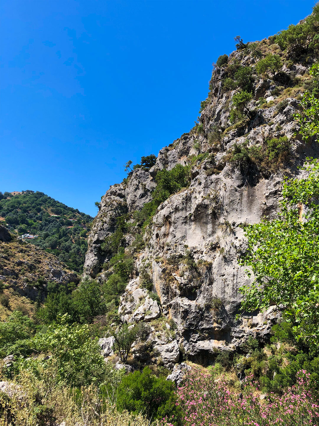 Wanderroute von Omalos nach Lakki durch eine beeindruckende Schlucht mit hohen Felswänden Wanderroute von Omalos nach Lakki eine Schlucht mit hohen Felswänden