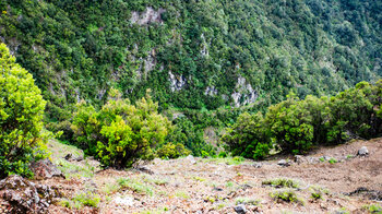 Wegverlauf des Camino de Jinama entlang der Steilwände