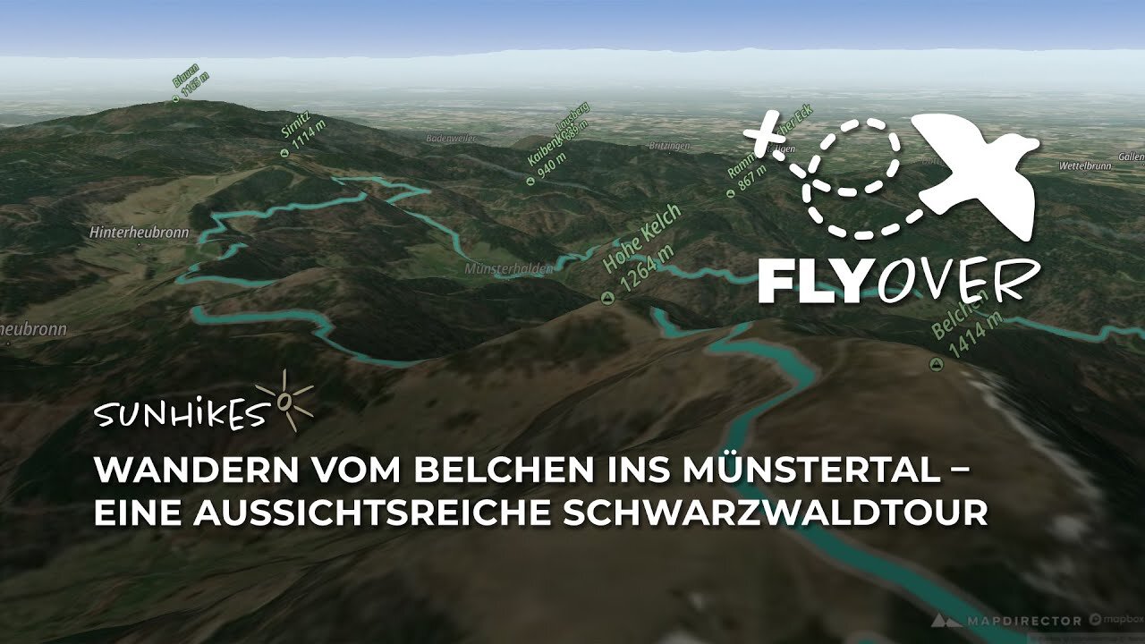 Wanderung in 3D vom Belchen ins Münstertal – Flyover