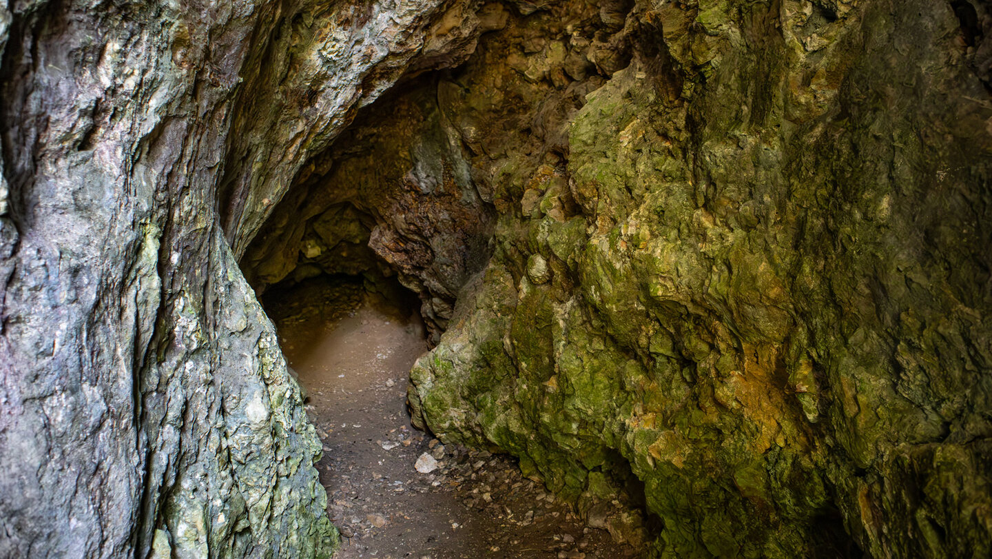 Natürlicher Höhlendurchgang mit Gestein und Moos im Naturschutzgebiet Oberes Donautal