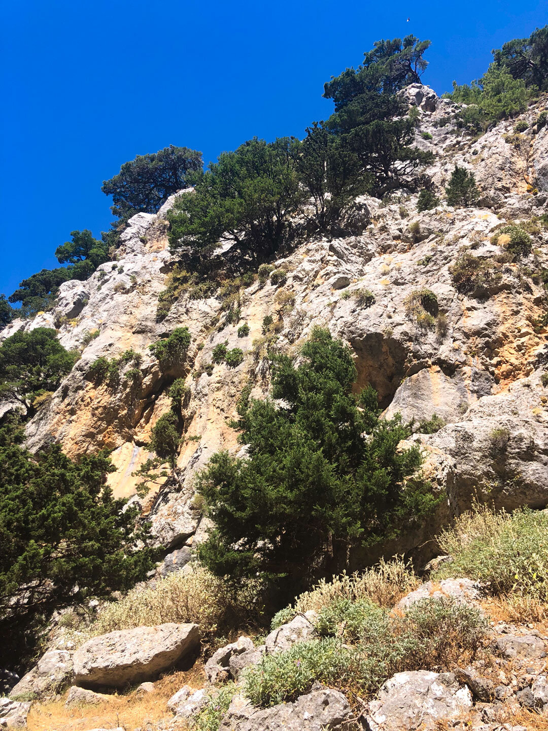 steile Felsflanken mit Höhlenformatioen in den weißen Bergen auf Kreta steile Felsflanken in den weißen Bergen auf Kreta