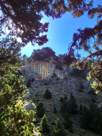 Felsformationen säumen die Figou-Schlucht auf Kreta