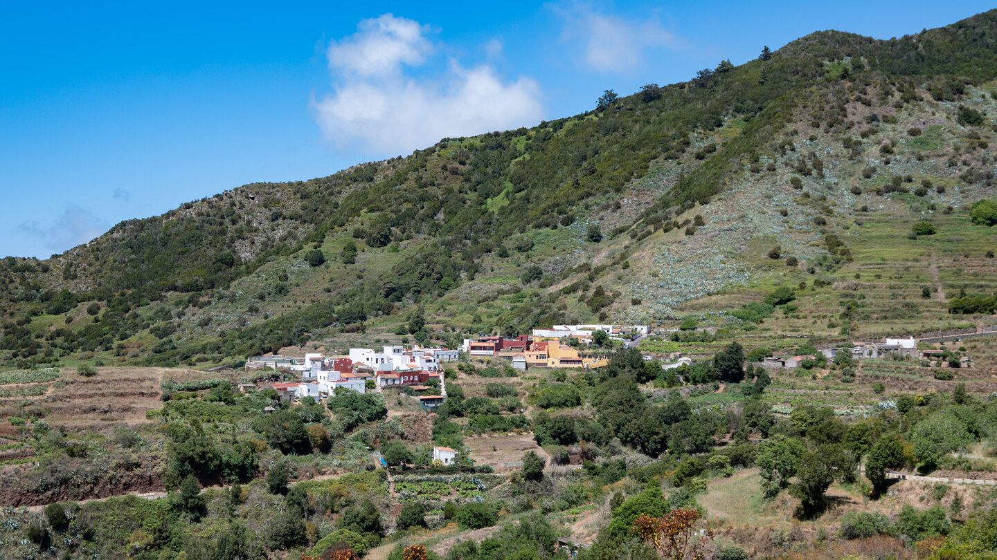 Blick auf das Örtchen Las Portales vom Wanderweg