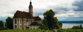 Blick auf die Wallfahrtskirche Birnau