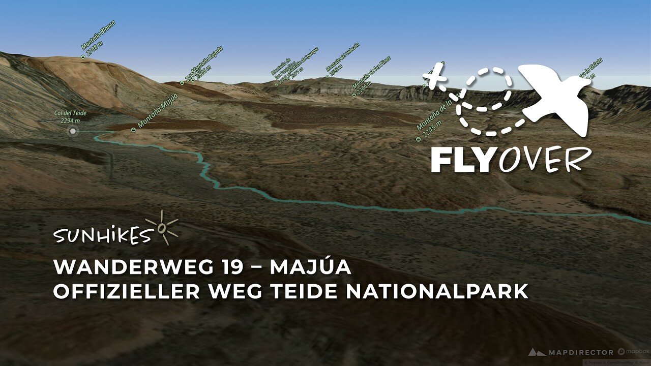 Virtuelle Tour durch die Cañada Blanca zum Parador auf Teneriffa (3D-Flyover Video)