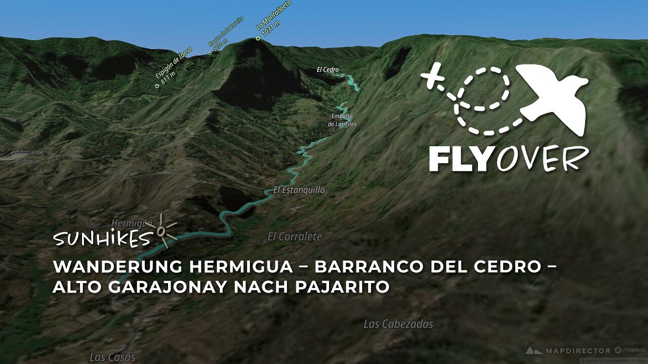 Durch den Barranco del Cedro zum Gipfel Gomeras: Flyover der Streckenwanderung