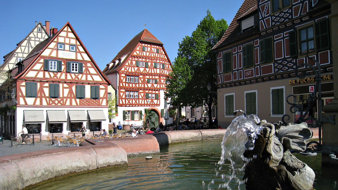 Brunnen am Marktplatz in Ladenburg Marktplatz in Ladenburg