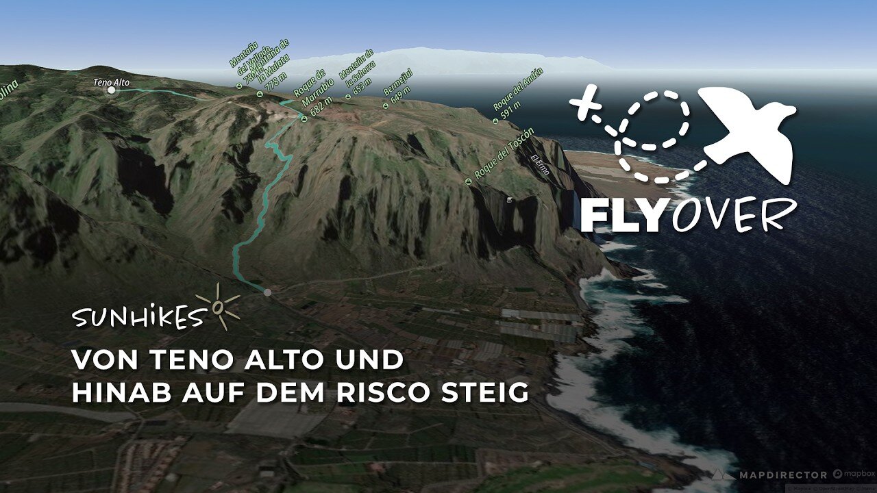 Steiler Klippenpfad in die Tiefe: Der fesselnde Risco-Steig im 3D-Flyover Video