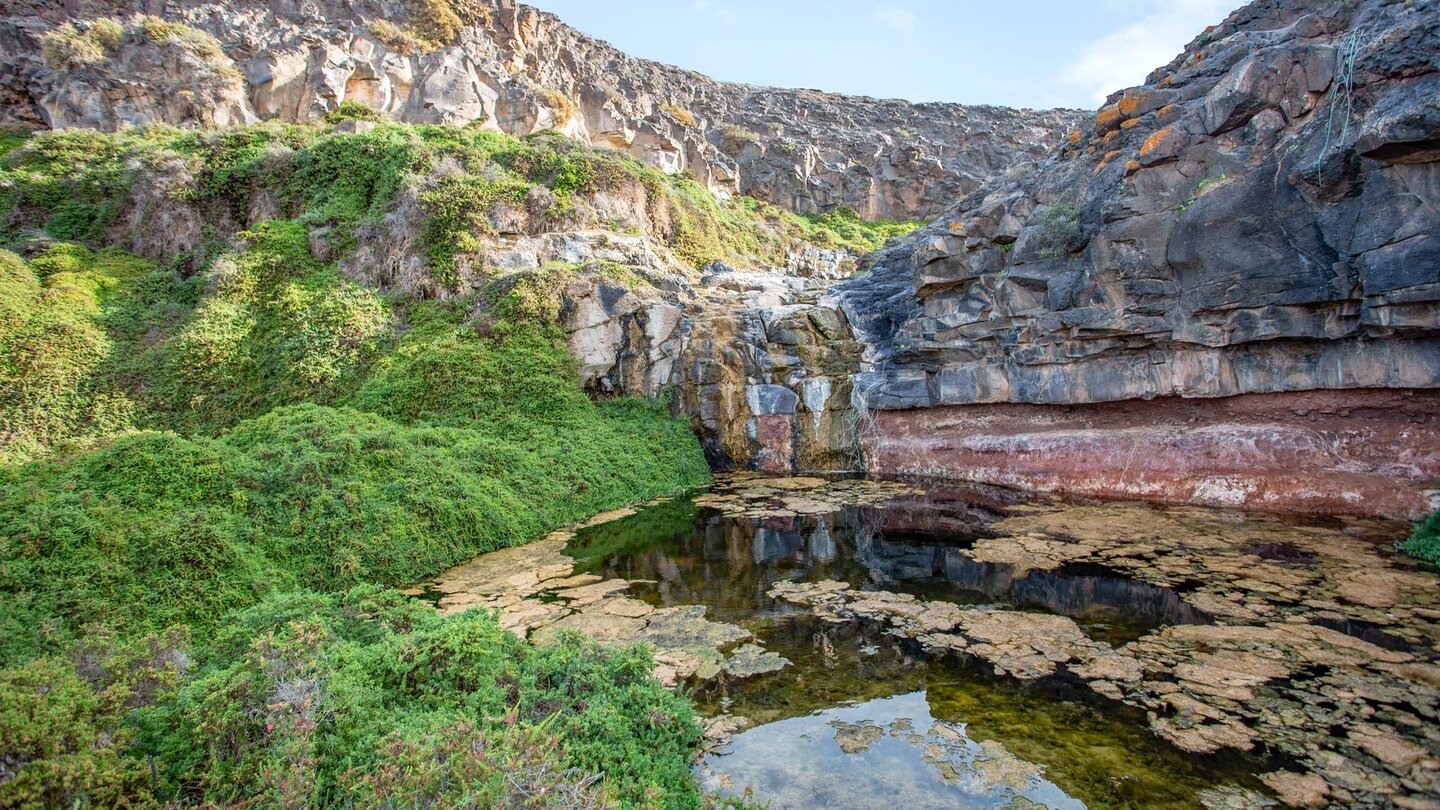 flacher See am Ende der Wanderroute durch den Barranco de Los Molinos flacher See am Ende der Wanderroute durch den Barranco de Los Molinos