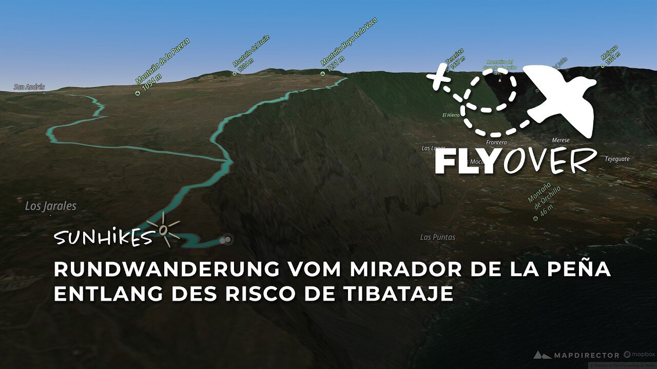 Imposante Klippen am Risco de Tibataje: 3D-Flyover vom Mirador de La Peña nach Jinama
