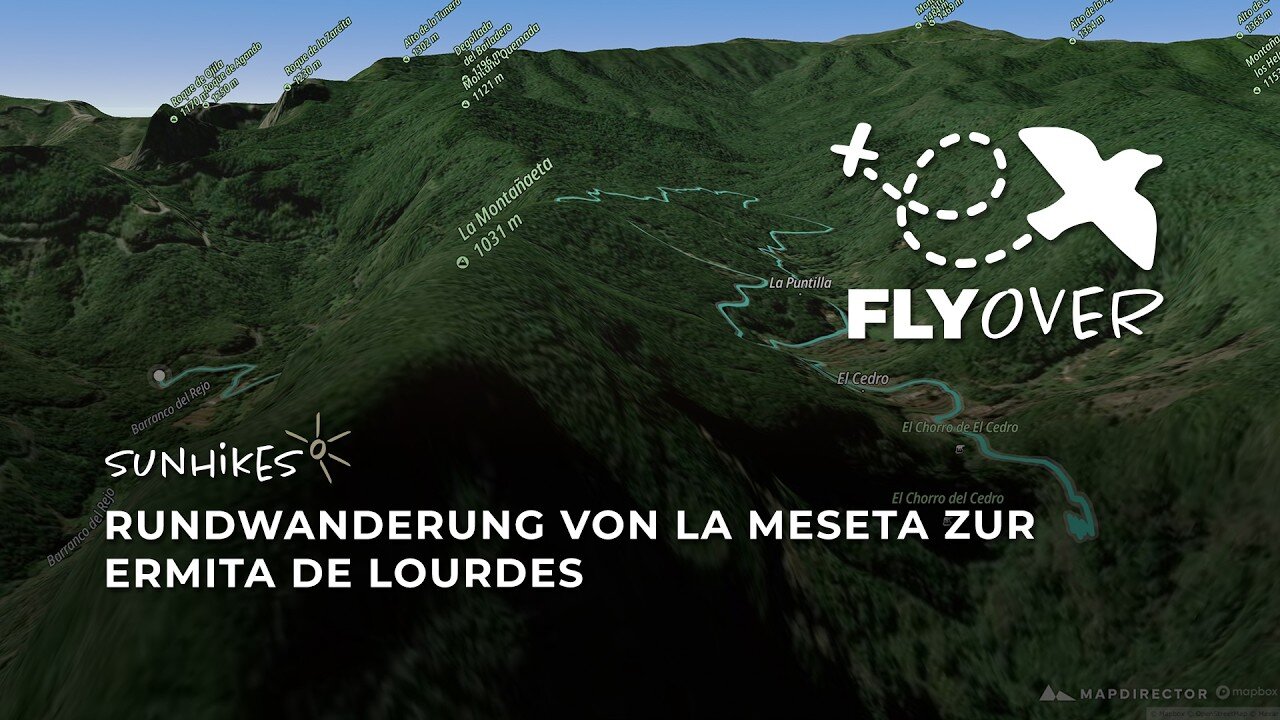 Wasserfälle & Nebelwald: 3D-Flyover von La Meseta zur Ermita de Lourdes