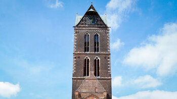 Spitze des Turms der St.-Marien-Kirche in Wismar