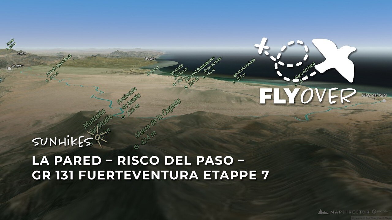 Fuerteventuras gewaltige Sandwüste: 3D-Flyover der GR 131 Etappe 7 von La Pared nach Risco del Paso