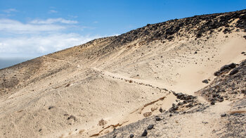 Wegverlauf durch den Sandstreifen an der Südküste Fuerteventuras