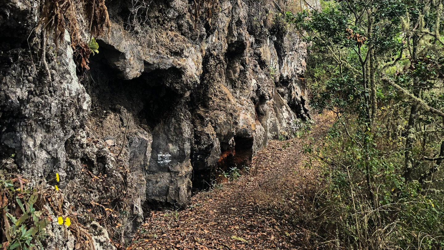 Wanderpfad unterhalb einer Felswand Wanderpfad unterhalb einer Felswand