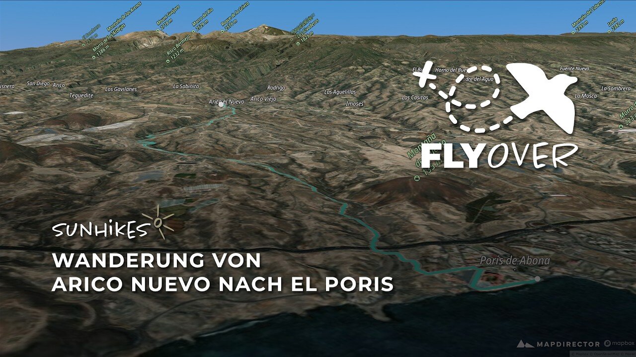 Wanderung vom Bergdorf ans Meer: Durch die Tajo-Schlucht nach El Porís auf Teneriffa (3D-Flyover)