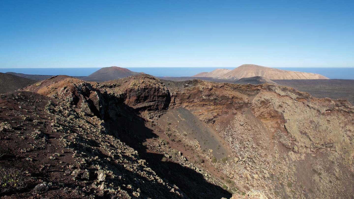 der Nebenkrater Caldera Escondida am Pico Partido mit dem Montaña Blanca im Hintergrund