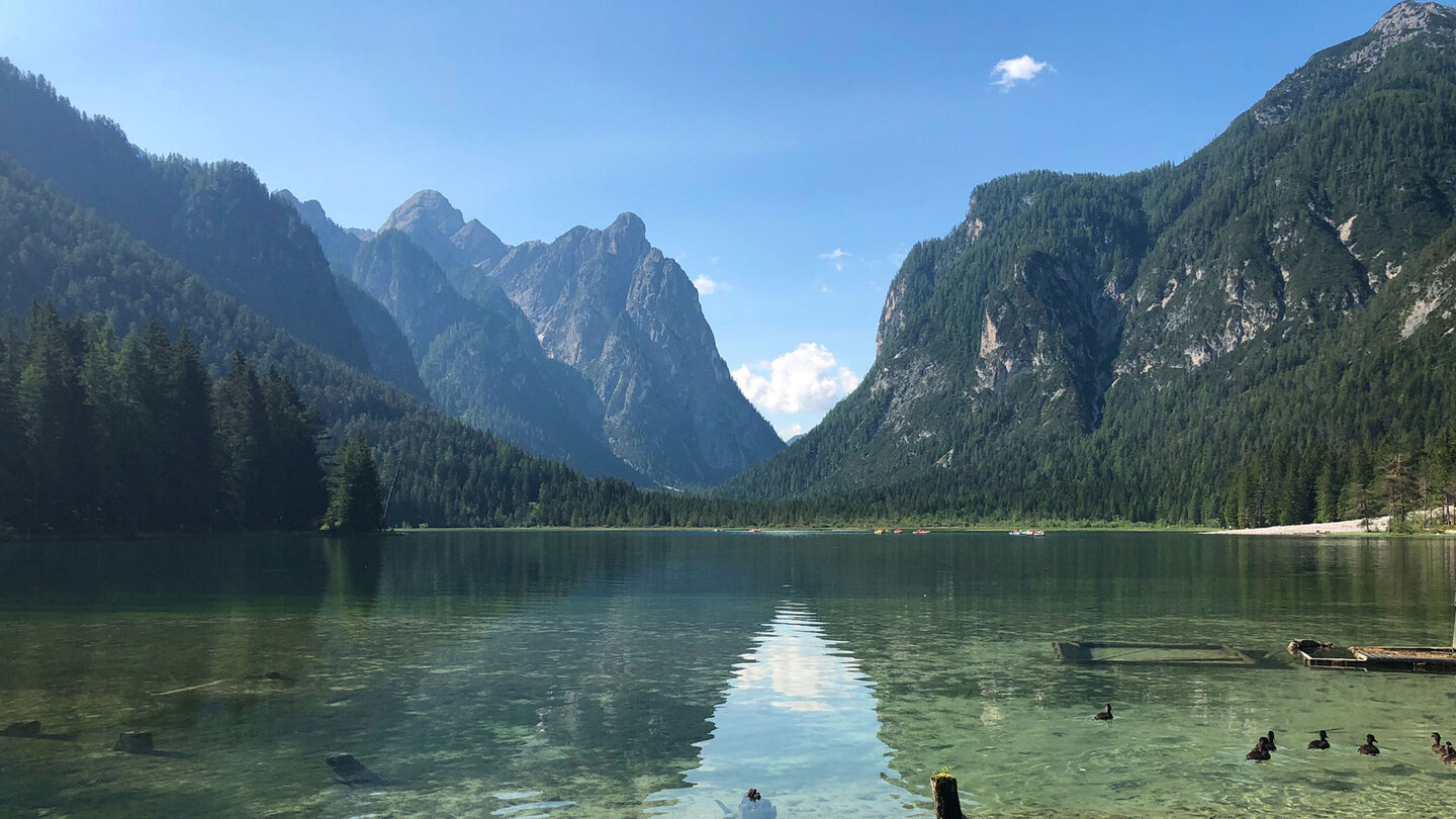 Blick über den Toblacher zur Nasswand im Hochpustertal Toblacher mit Nasswand