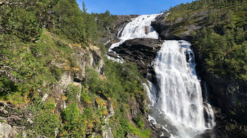 Ausblick auf den 180 Meter hohen Nyastølfossen