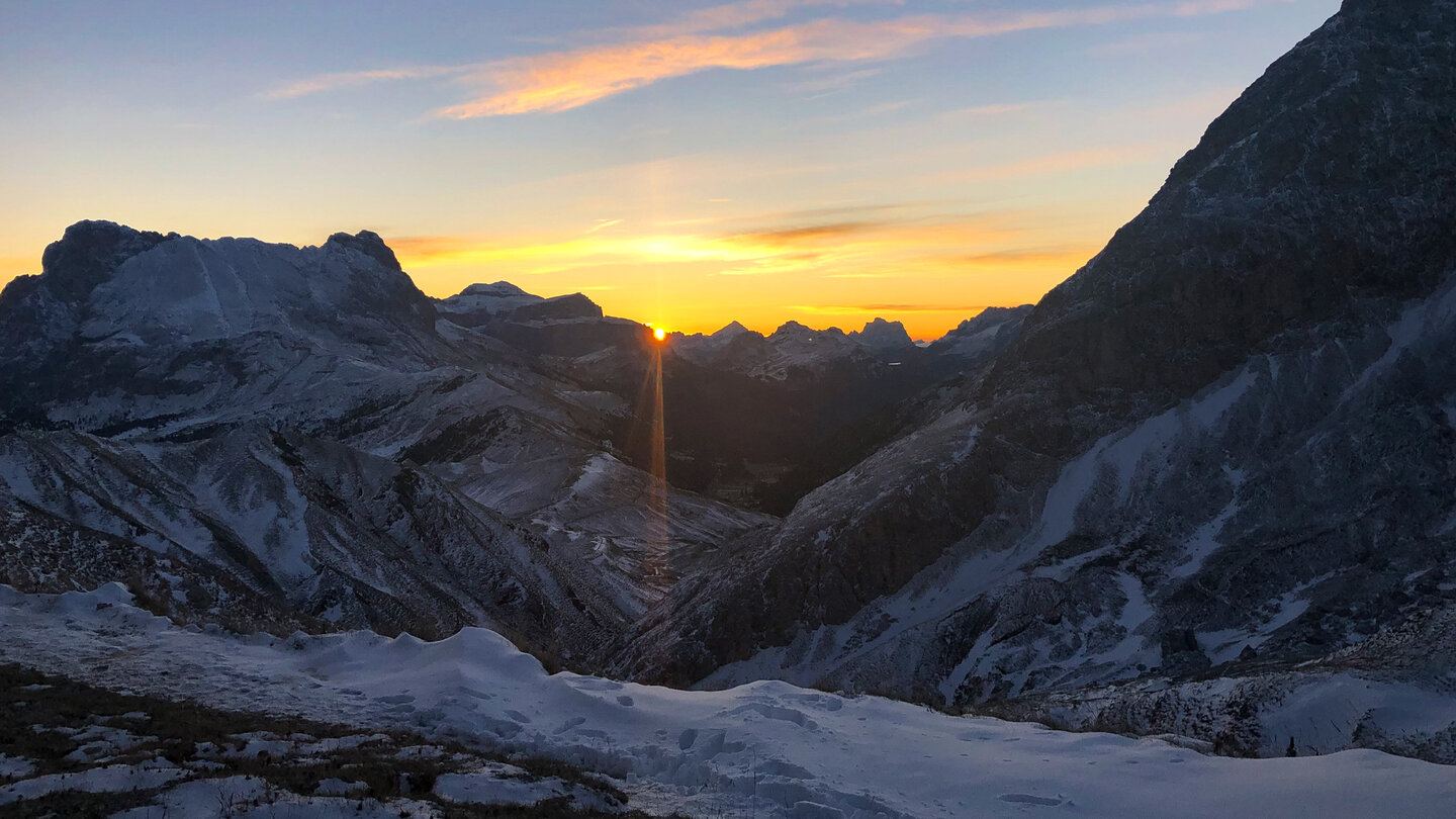Sonnenaufgang in der Rosengartengruppe auf der Alpe di Tires Sonnenaufgang in der Rosengartengruppe
