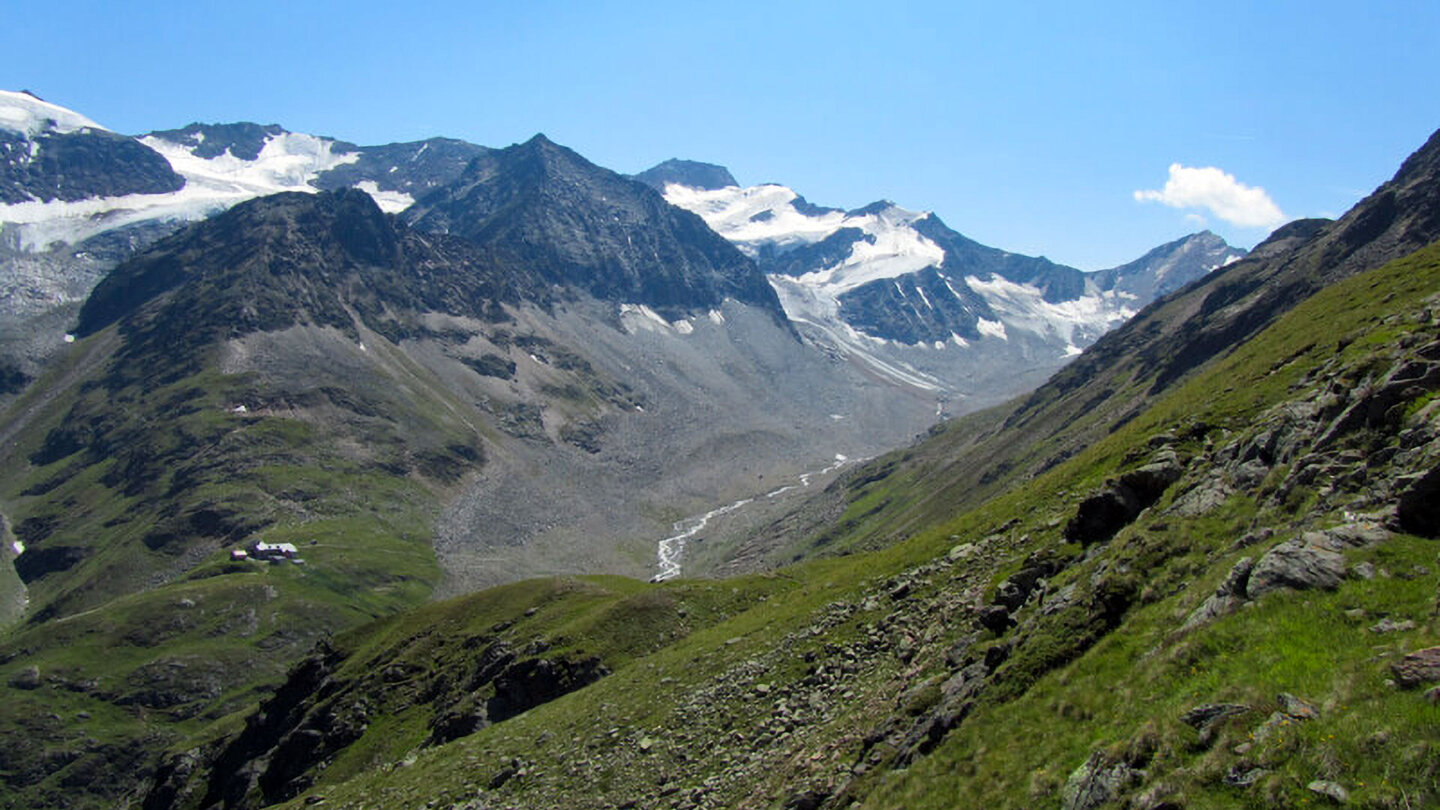 Hochvernagtspitze und der Sexegertenbach im Tal