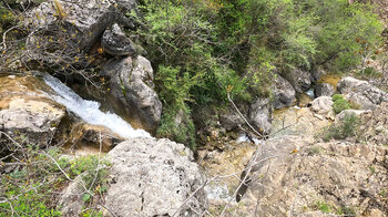 Passage des ersten Wasserfalls am Arroyo de la Eruela