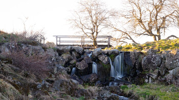 Felsen am Wasserfall des Eisgrabens in der Rhön