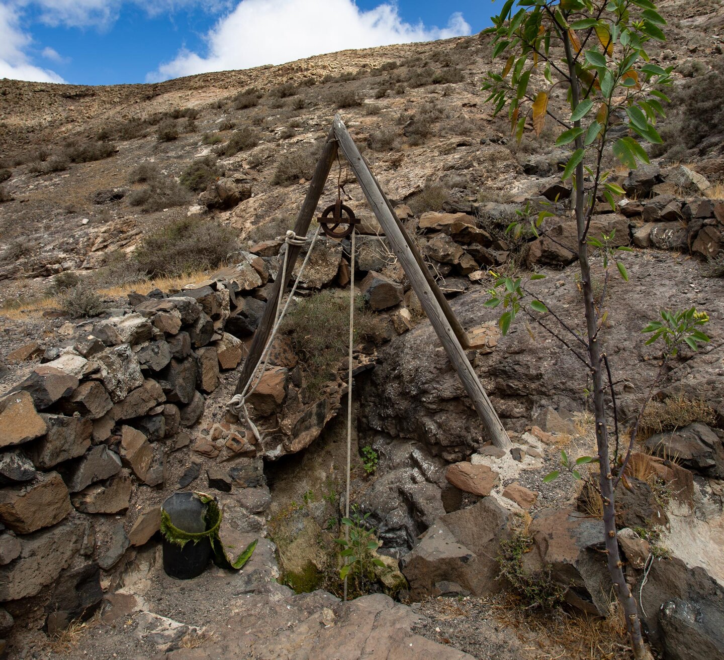 Zugbrunnen entlang der Quellentour am Montaña de la Muda
