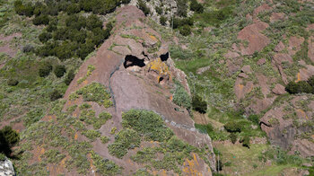 skurrile Felsformation in erodiertem vulkanischen Tuffstein