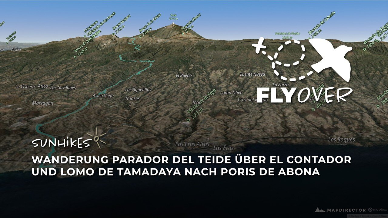 Teneriffa Extrem: 32km Mar a Cumbre über Lomo de Tamadaya ans Meer! (3D-Flyover)