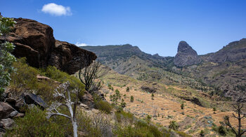 Blick vom Wanderweg auf den Roque de Agando und die Südhänge des Nationalparks