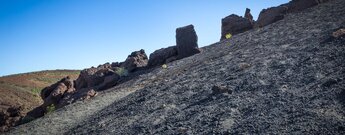 Wanderweg 2 Arenas Negras führt durch dunkle Vulkankiesflächen