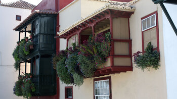 wunderschön bepflanzte Balcones Típicos in Santa Cruz de La Palma