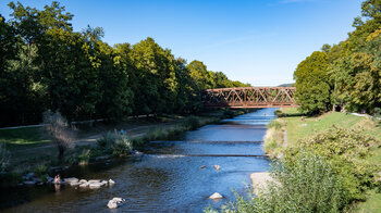 Blick über den Fluss Wiese bei den Langen Erlen
