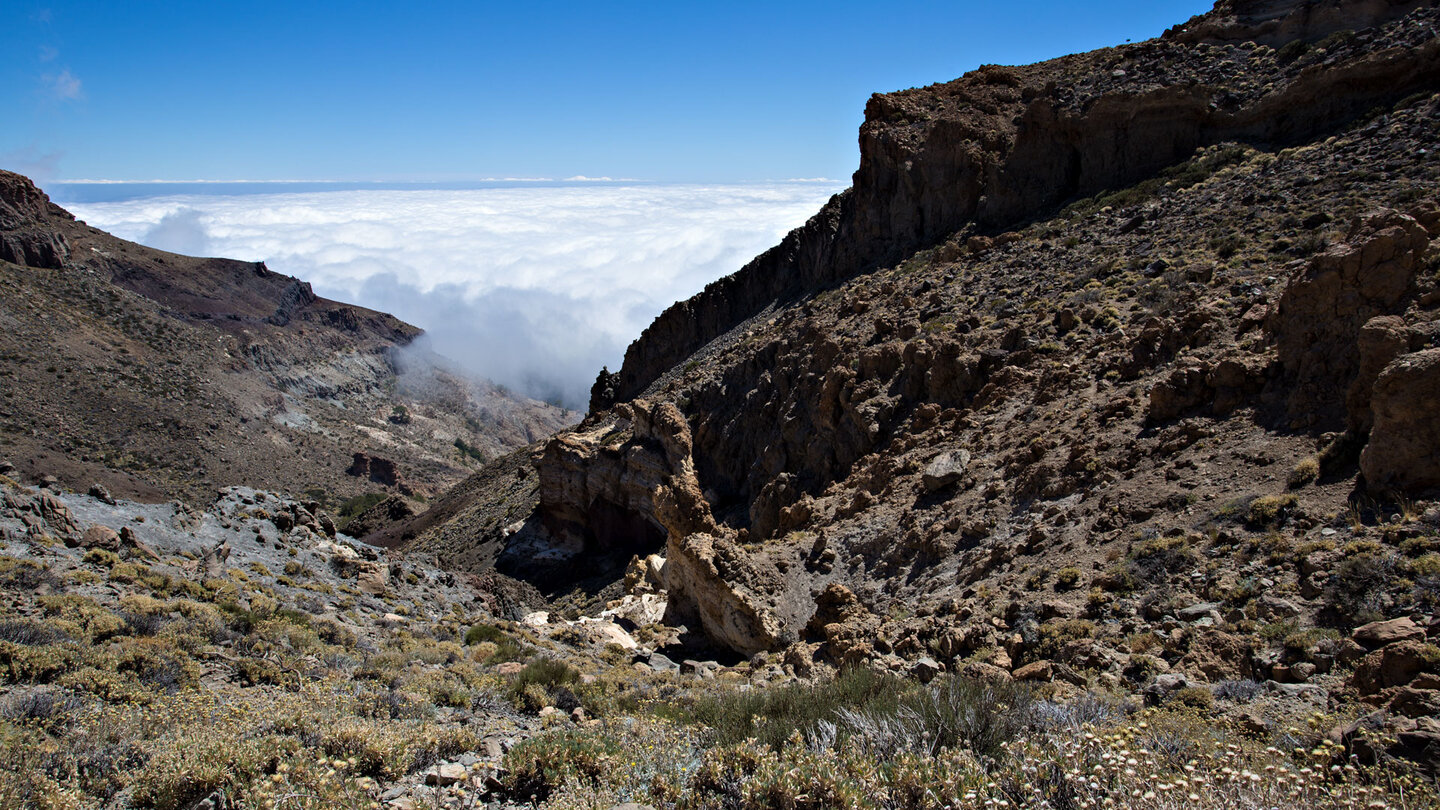 der Ursprung des Barranco del Río liegt unterhalb der Degollada de Guajara