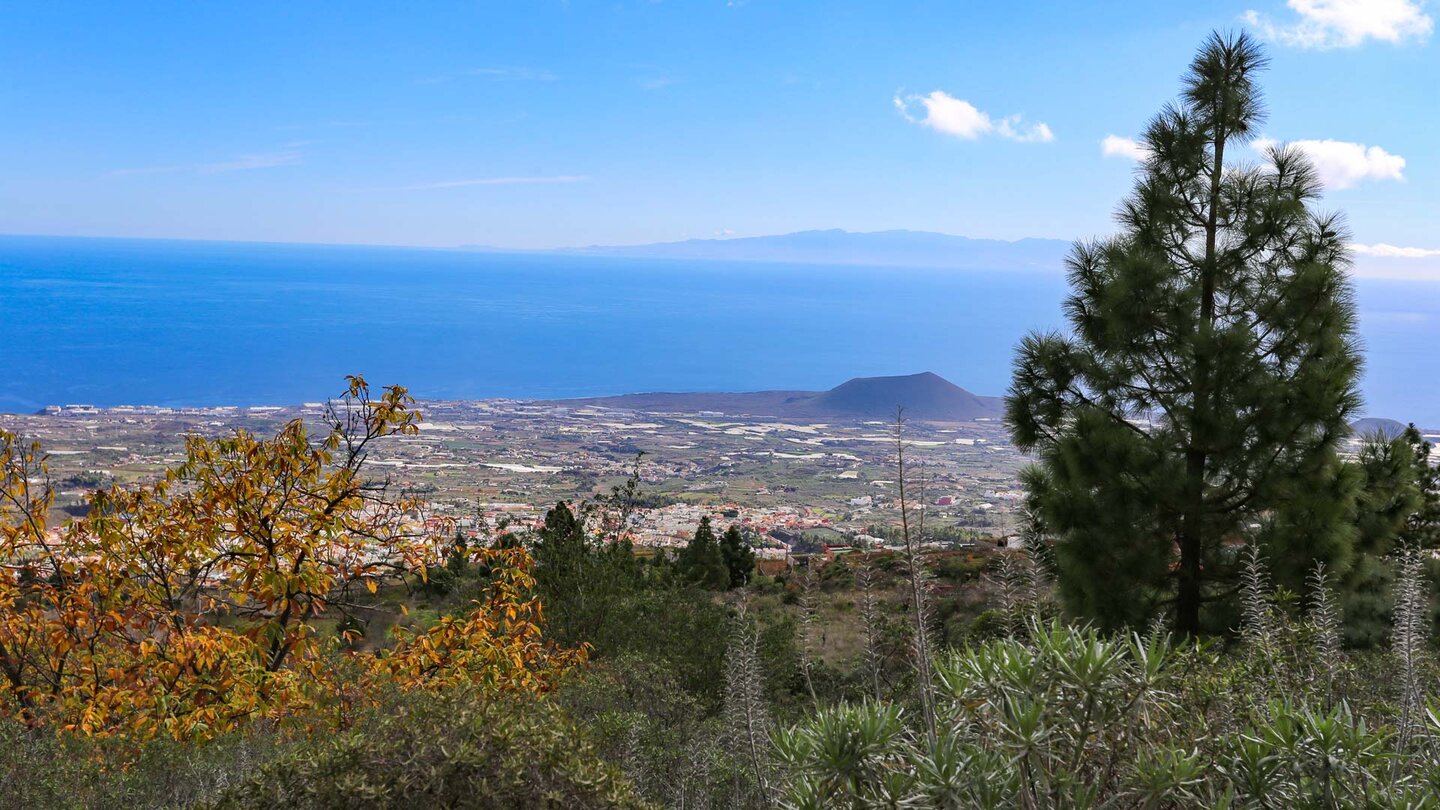 Ausblick zur Küste über Arafo und den Moñtana Grande zu Beginn der Wanderung