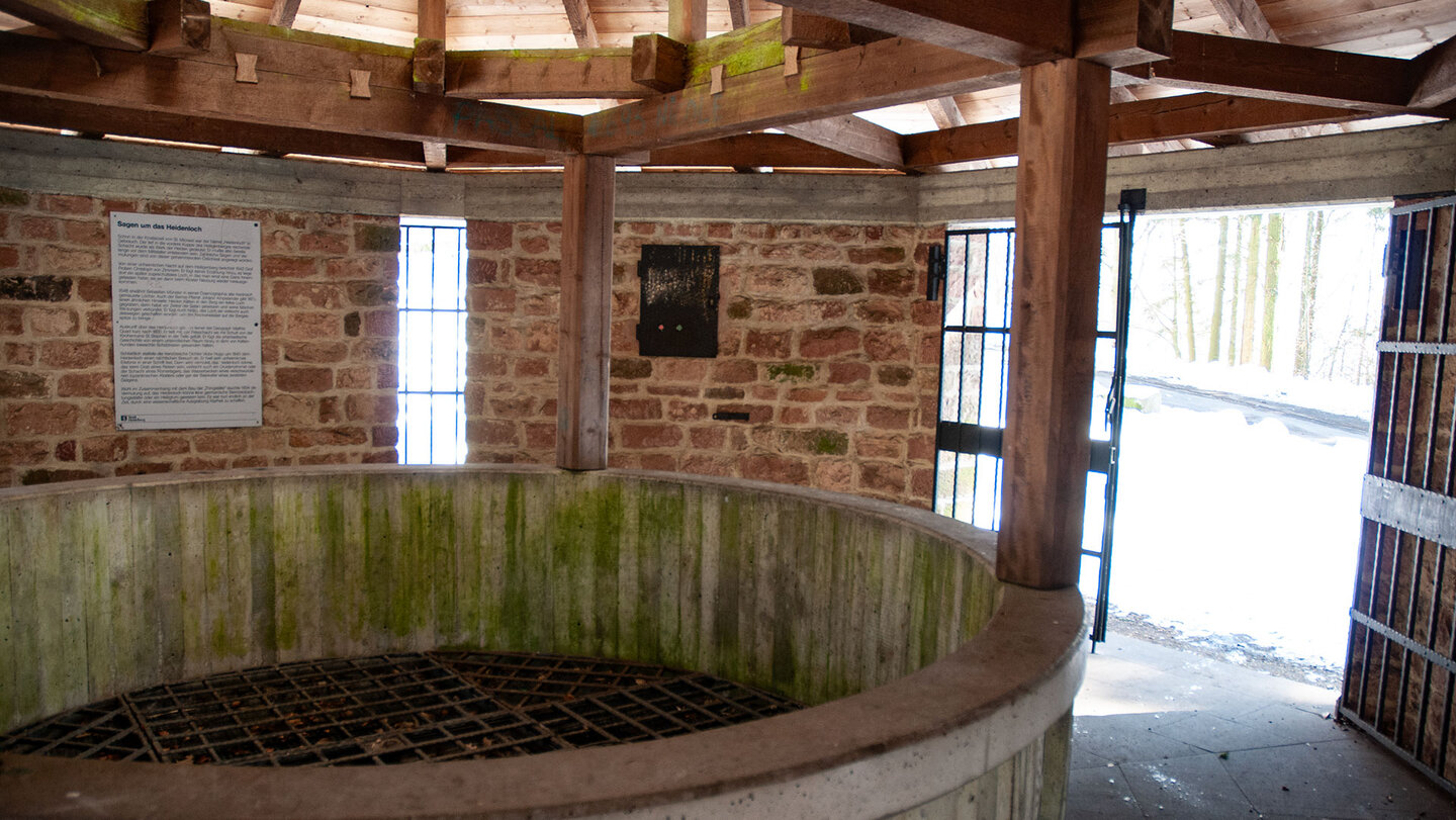 Blick in die Heidenloch-Schutzhütte Blick in die Heidenloch-Schutzhütte