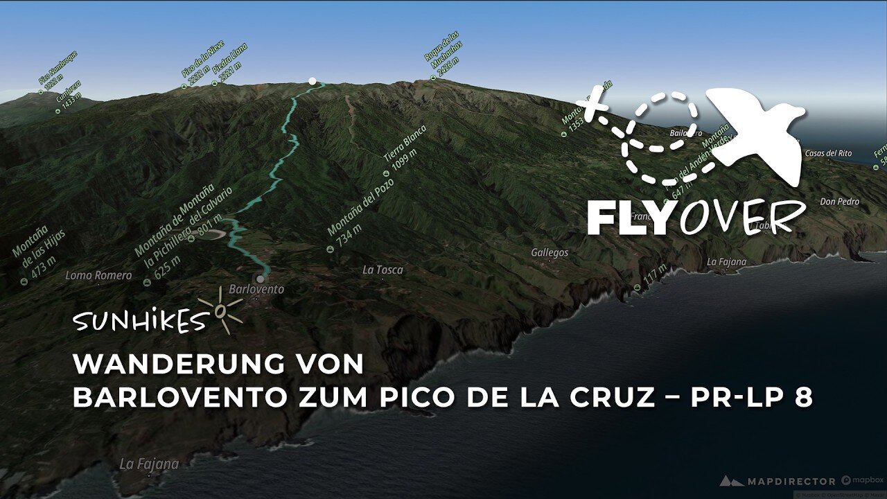Gigantischer Höhenrausch: Die Barlovento-Bergstrecke auf La Palma im packenden 3D-Flyover