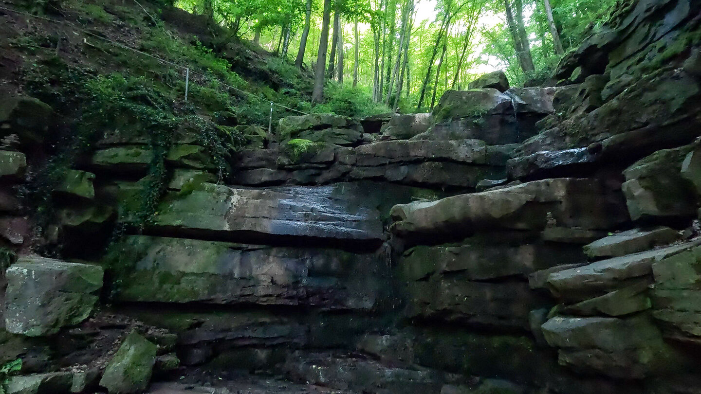 die Wasserfallstufen in der Margarethenschlucht bestehen aus Buntsandsteinfelsen die Wasserfallstufen in der Margarethenschlucht bestehen aus Buntsandsteinfelsen