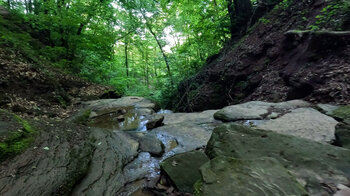 Querung des Flursbachs bei der Wanderung durch die Margarethenschlucht