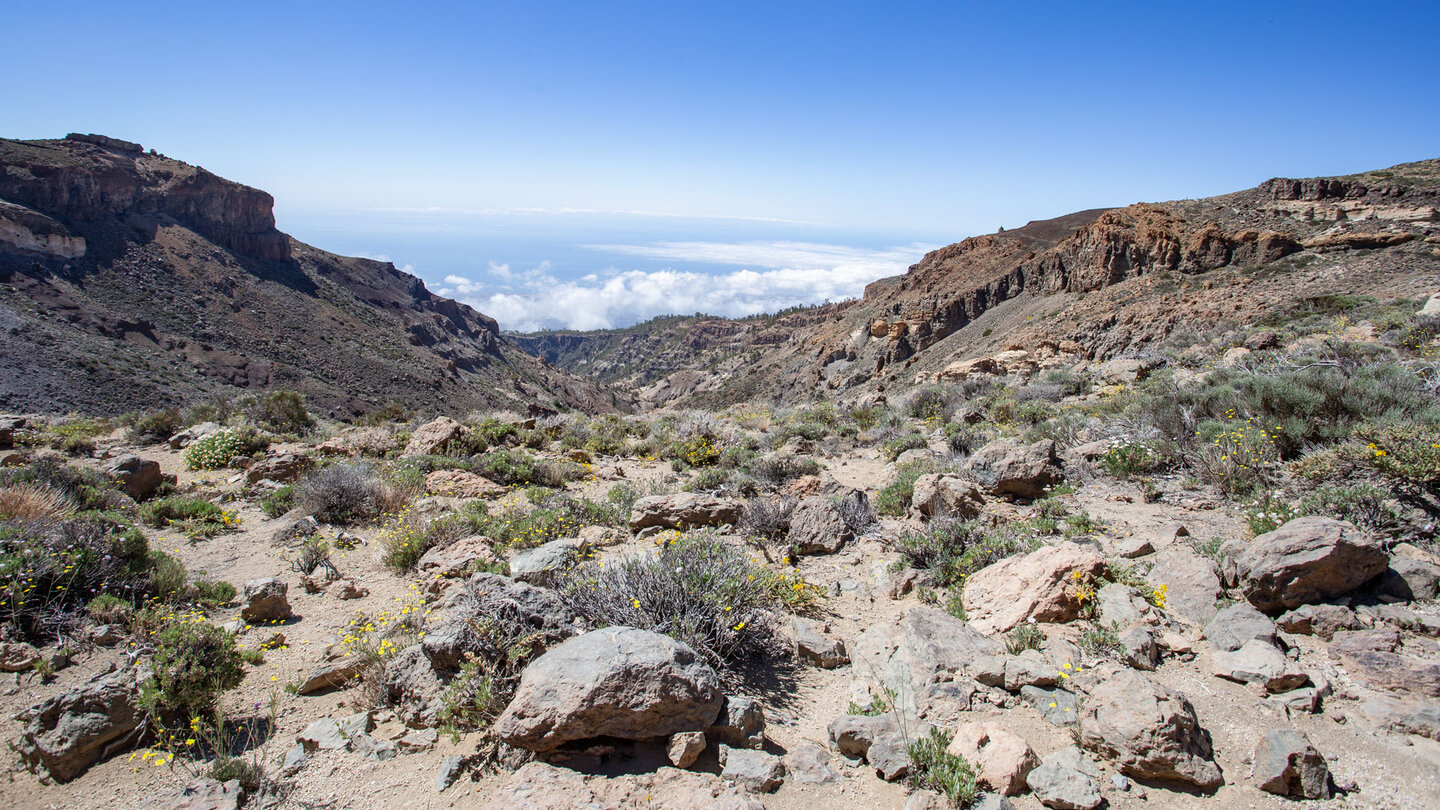 der Beginn der Schlucht Barranco del Río unterhalb der Degollada de Guajara der Beginn der Schlucht Barranco del Río unterhalb der Degollada de Guajara