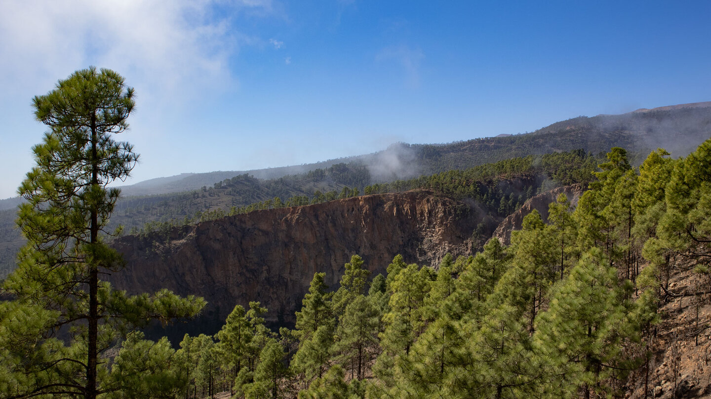 Blick auf die Felsklippen des Risco de las Yedras vom Wanderweg