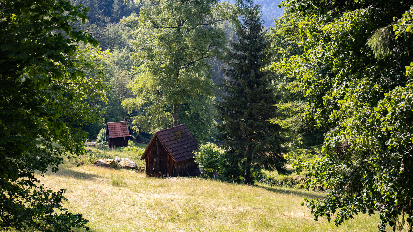 traditionelle Heuhütten im Murgtal