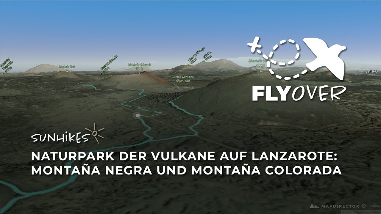 Caldera de los Cuervos, Montaña Negra & Montaña Colorada auf Lanzarote – Flyover